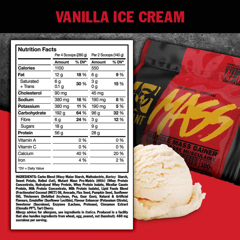 Mutant Mass (5lbs) Weight Gain Protein Powder - Image 5